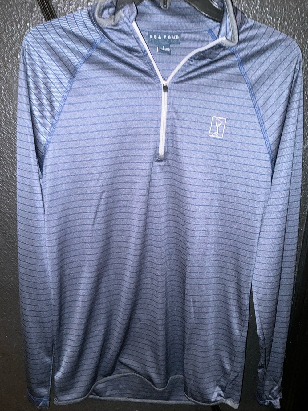 PGA TOUR Blue Striped Performance Quarter Zip Pullover Small